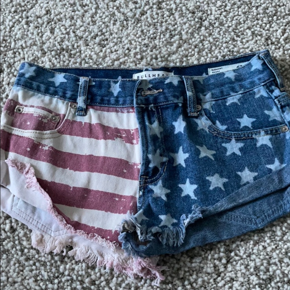 American flag denim shorts